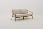 RHODEBELLE 2-Seater Rope Weave Outdoor Sofa in Mahogany Wood Frame with Seat & Back Cushions