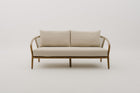 RHODEBELLE 2-Seater Rope Weave Outdoor Sofa in Mahogany Wood Frame with Seat & Back Cushions