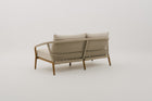 RHODEBELLE 2-Seater Rope Weave Outdoor Sofa in Mahogany Wood Frame with Seat & Back Cushions