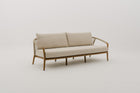 RHODEBELLE 3-Seater Rope Weave Outdoor Sofa in Mahogany Wood Frame with Seat & Back Cushions