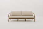 RHODEBELLE 3-Seater Rope Weave Outdoor Sofa in Mahogany Wood Frame with Seat & Back Cushions