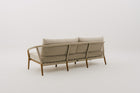 RHODEBELLE 3-Seater Rope Weave Outdoor Sofa in Mahogany Wood Frame with Seat & Back Cushions