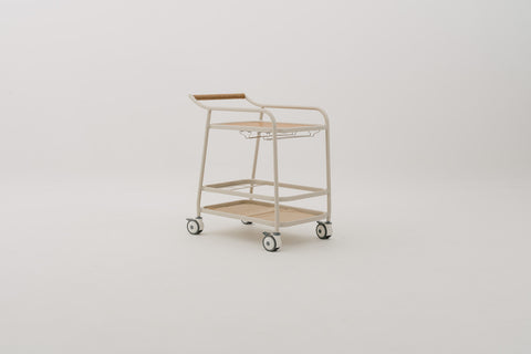 ROLLA 2-Tier Wicker Serving Cart with Castors