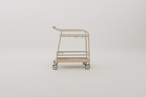 ROLLA 2-Tier Wicker Serving Cart with Castors