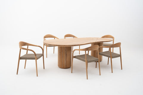 7-Piece Teak Wood Outdoor Dining Set