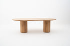 Kidney-Shaped Teak Wood Outdoor Dining Table with Copper Bowl Insert