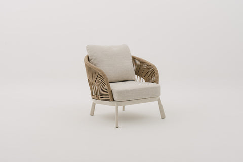 VITORRA Rope Weave Outdoor Lounge Chair with Seat & Back Cushions