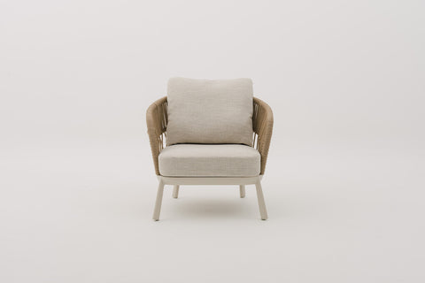 VITORRA Rope Weave Outdoor Lounge Chair with Seat & Back Cushions