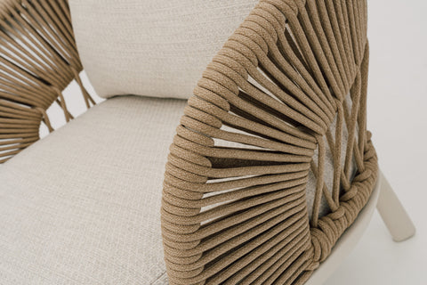 VITORRA Rope Weave Outdoor Lounge Chair with Seat & Back Cushions