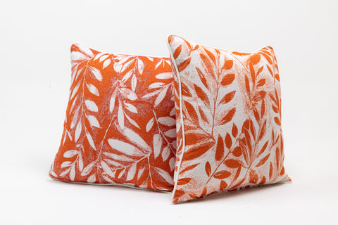 ARTEMIS Outdoor Cushion (Color: Warm Salmon / Motif: Pinnate Leaves)